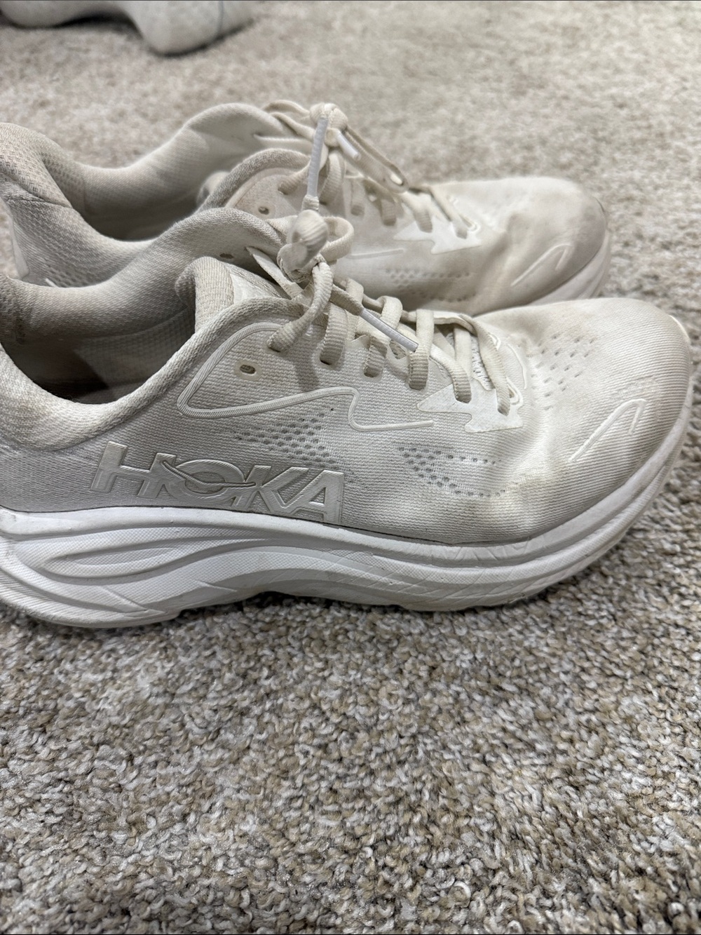 Hoka White Lace-Up Running Sneakers - Picture 2 of 4